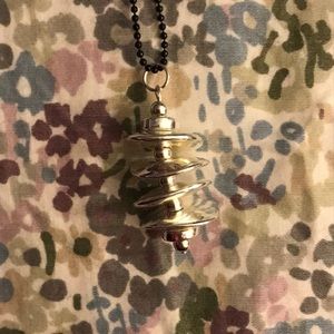 Silver beads with a black ball chain necklace